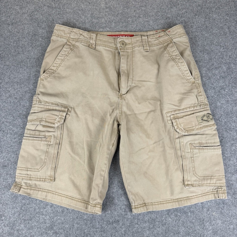 UNIONBAY Men's Survivor Cargo Shorts Khaki Size 32 Tan Hiking Cotton Utility
